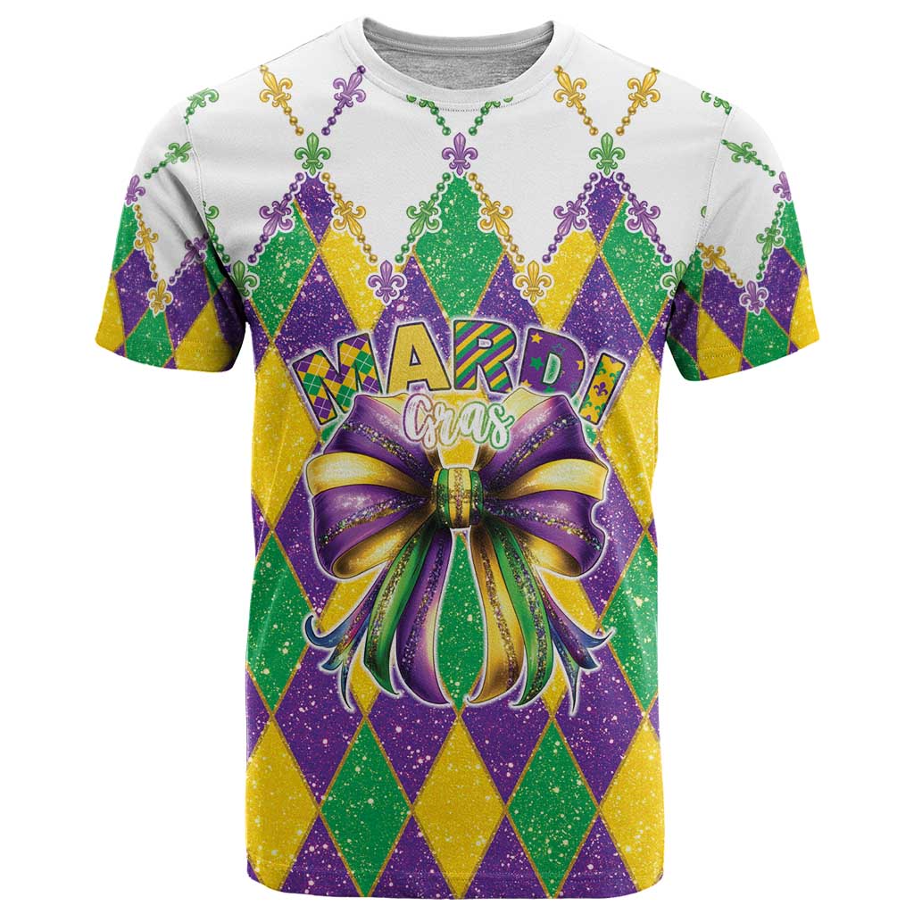 Love Mardi Gras T Shirt Coquette Bow Glitter Style LT05 - Wonder Print Shop