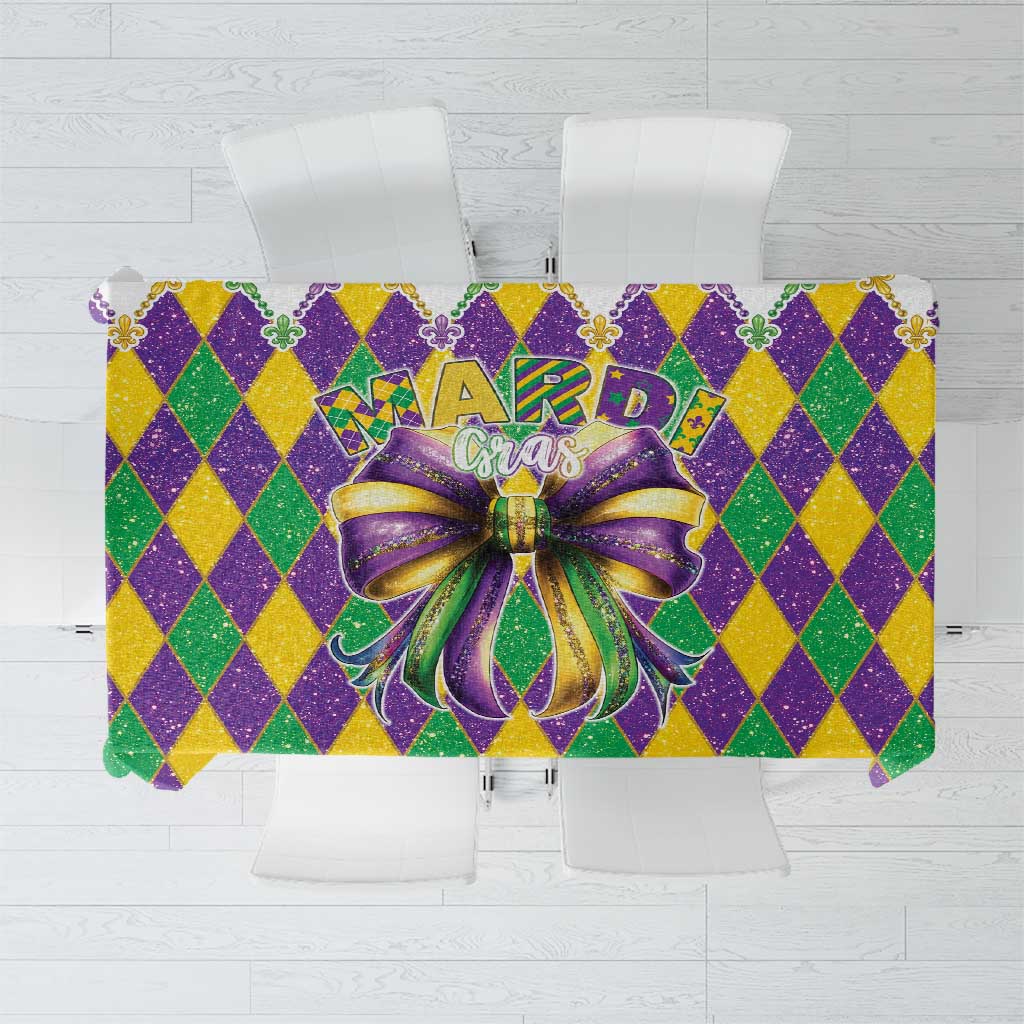 Love Mardi Gras Tablecloth Coquette Bow Glitter Style LT05 - Wonder Print Shop