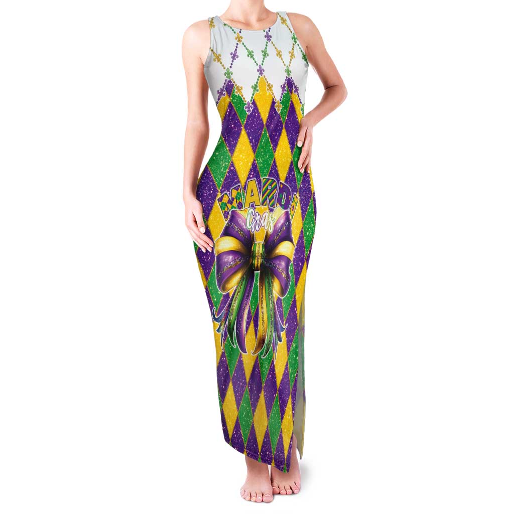 Love Mardi Gras Tank Maxi Dress Coquette Bow Glitter Style LT05 - Wonder Print Shop
