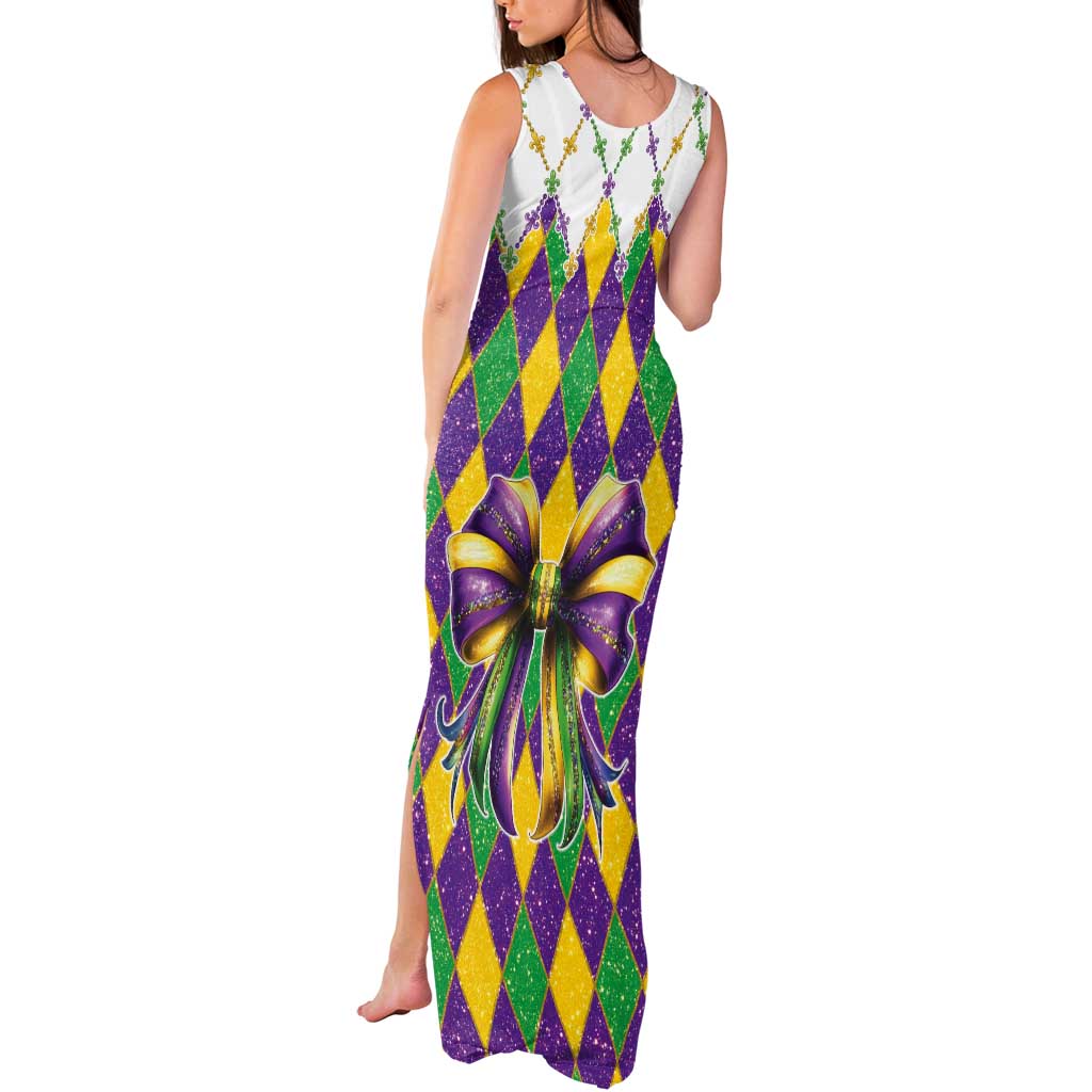 Love Mardi Gras Tank Maxi Dress Coquette Bow Glitter Style LT05 - Wonder Print Shop