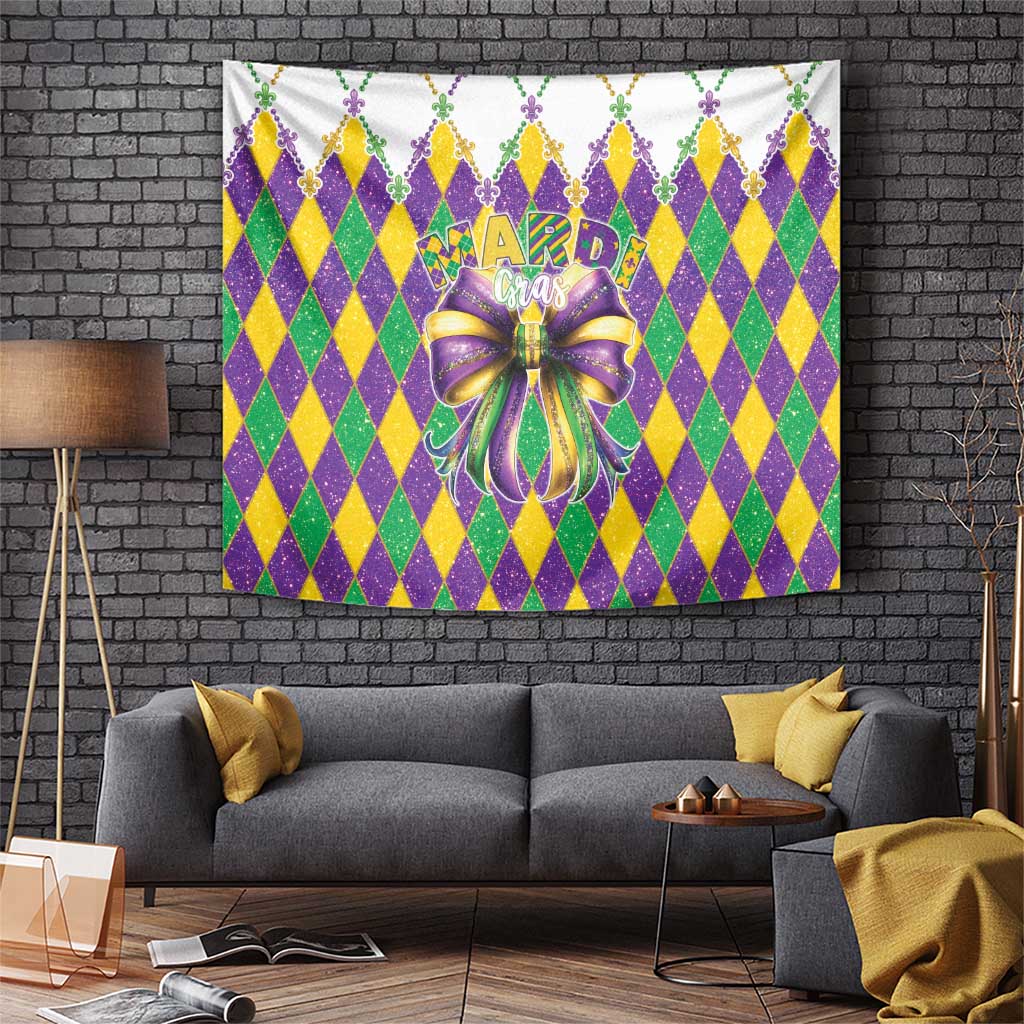Love Mardi Gras Tapestry Coquette Bow Glitter Style LT05 - Wonder Print Shop