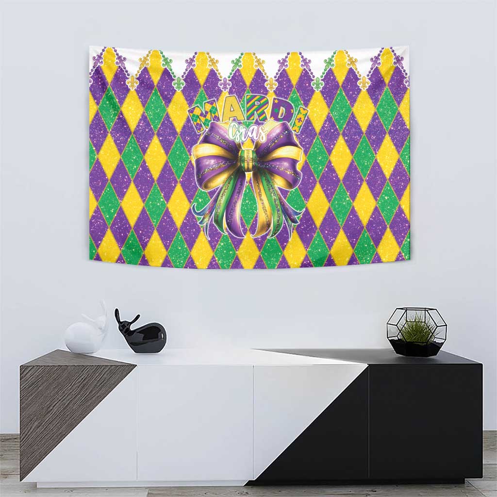 Love Mardi Gras Tapestry Coquette Bow Glitter Style LT05 - Wonder Print Shop
