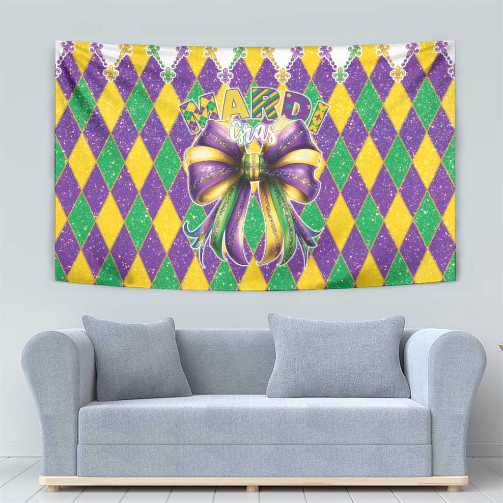 Love Mardi Gras Tapestry Coquette Bow Glitter Style LT05 - Wonder Print Shop