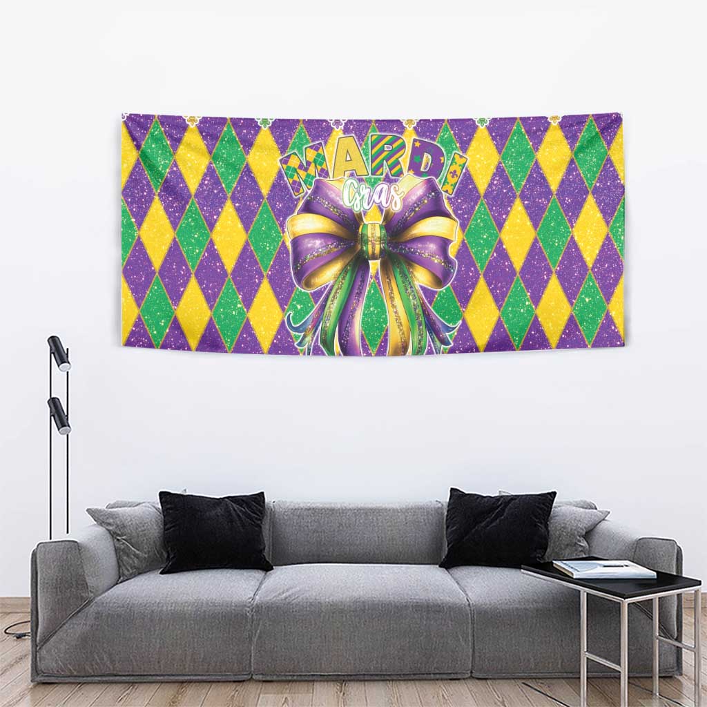 Love Mardi Gras Tapestry Coquette Bow Glitter Style LT05 - Wonder Print Shop