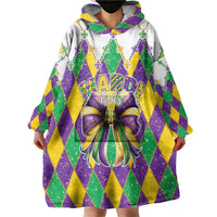 Love Mardi Gras Wearable Blanket Hoodie Coquette Bow Glitter Style LT05 - Wonder Print Shop