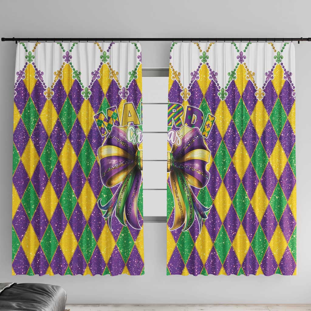 Love Mardi Gras Window Curtain Coquette Bow Glitter Style LT05 - Wonder Print Shop