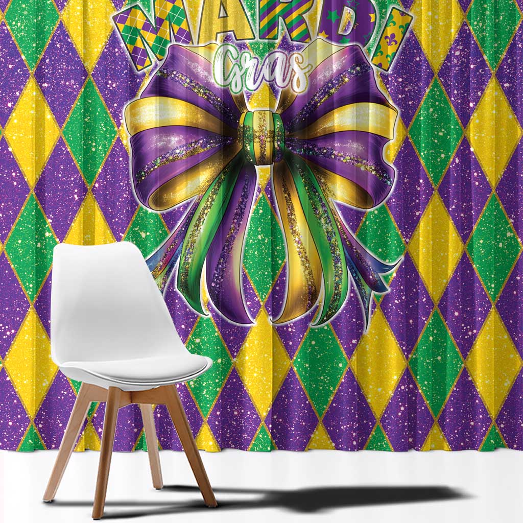 Love Mardi Gras Window Curtain Coquette Bow Glitter Style LT05 - Wonder Print Shop
