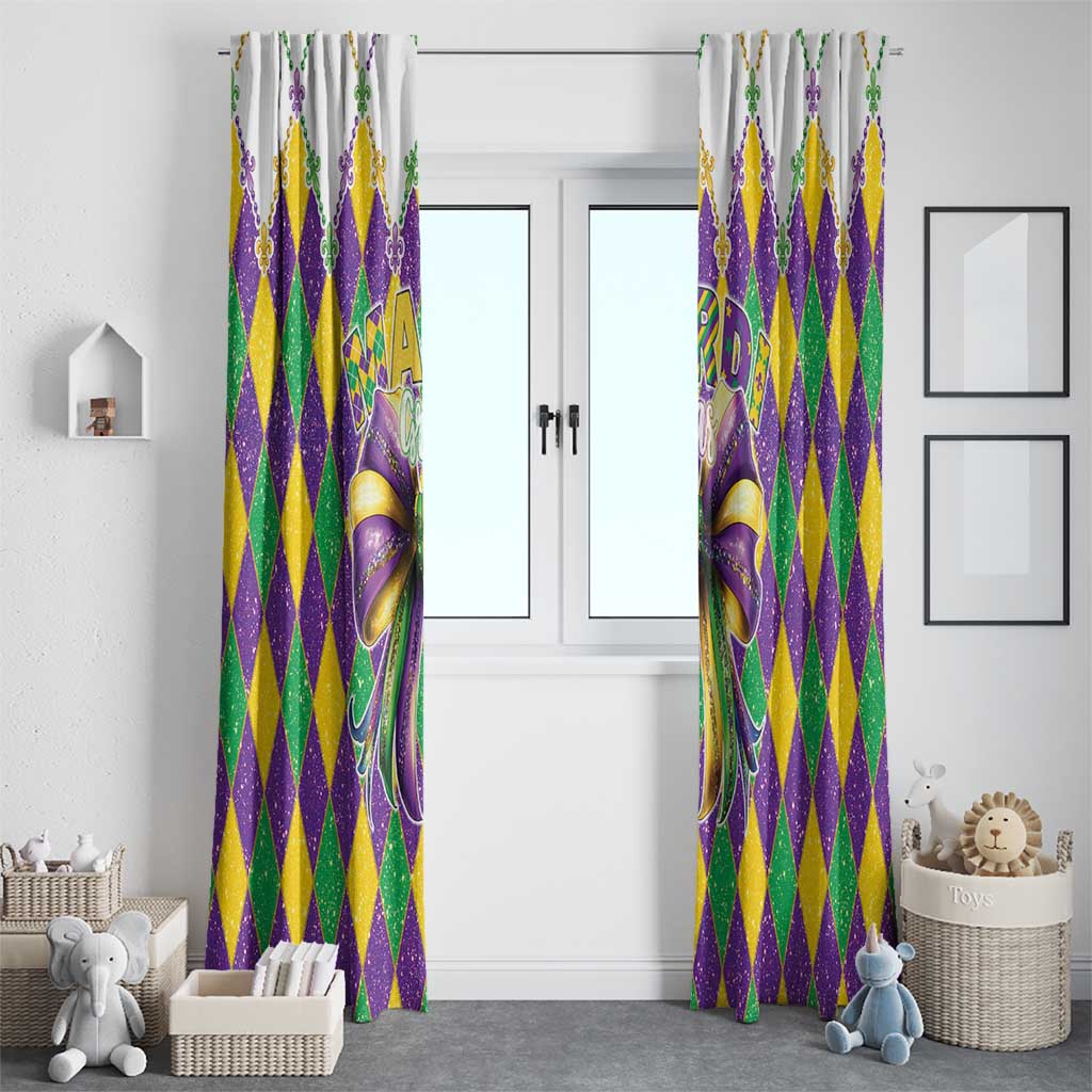 Love Mardi Gras Window Curtain Coquette Bow Glitter Style LT05 - Wonder Print Shop