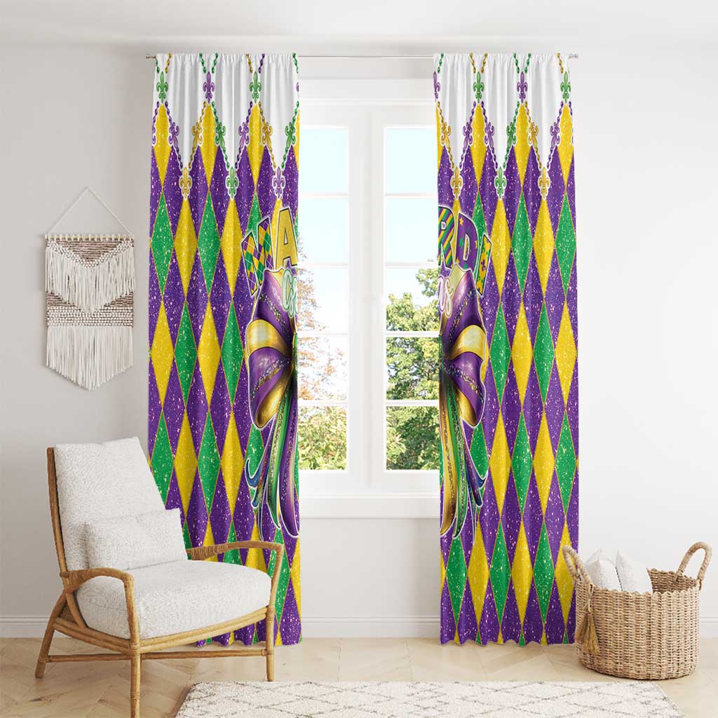 Love Mardi Gras Window Curtain Coquette Bow Glitter Style LT05 - Wonder Print Shop