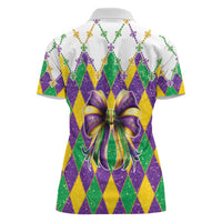 Love Mardi Gras Women Polo Shirt Coquette Bow Glitter Style LT05 - Wonder Print Shop
