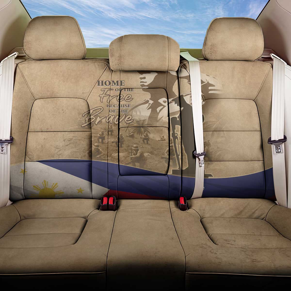 Philippines Memorial Day Back Car Seat Cover Honor The Fallen