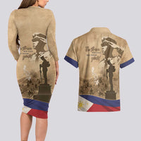 Philippines Memorial Day Couples Matching Long Sleeve Bodycon Dress and Hawaiian Shirt Honor The Fallen