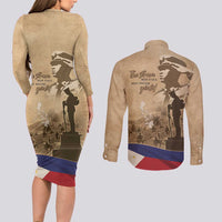 Philippines Memorial Day Couples Matching Long Sleeve Bodycon Dress and Long Sleeve Button Shirt Honor The Fallen