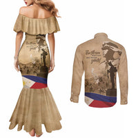 Philippines Memorial Day Couples Matching Mermaid Dress and Long Sleeve Button Shirt Honor The Fallen