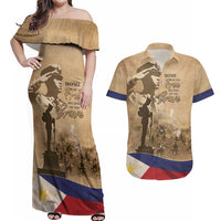 Philippines Memorial Day Couples Matching Off Shoulder Maxi Dress and Hawaiian Shirt Honor The Fallen