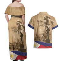 Philippines Memorial Day Couples Matching Off Shoulder Maxi Dress and Hawaiian Shirt Honor The Fallen