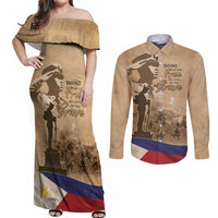 Philippines Memorial Day Couples Matching Off Shoulder Maxi Dress and Long Sleeve Button Shirt Honor The Fallen