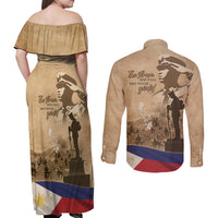 Philippines Memorial Day Couples Matching Off Shoulder Maxi Dress and Long Sleeve Button Shirt Honor The Fallen