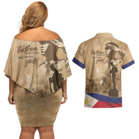 Philippines Memorial Day Couples Matching Off Shoulder Short Dress and Hawaiian Shirt Honor The Fallen