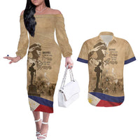 Philippines Memorial Day Couples Matching Off The Shoulder Long Sleeve Dress and Hawaiian Shirt Honor The Fallen