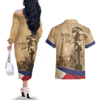 Philippines Memorial Day Couples Matching Off The Shoulder Long Sleeve Dress and Hawaiian Shirt Honor The Fallen