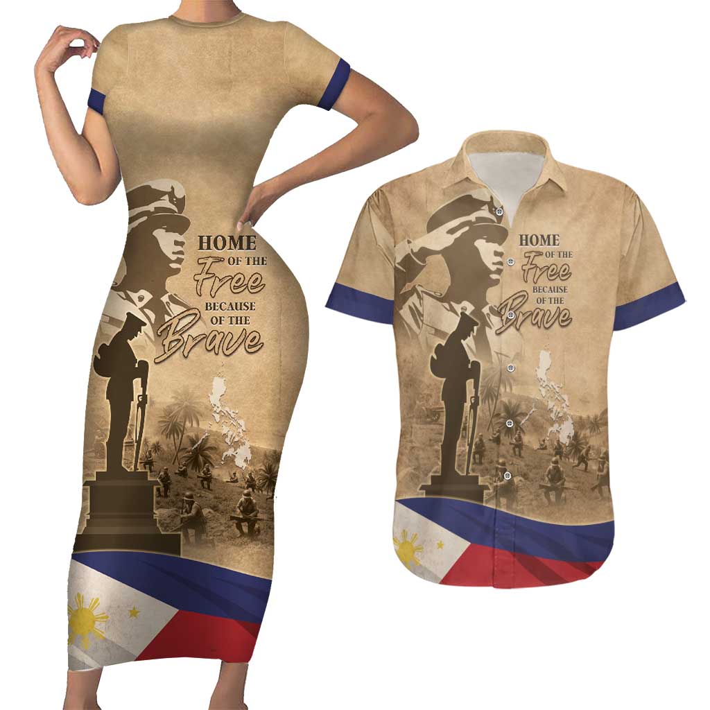Philippines Memorial Day Couples Matching Short Sleeve Bodycon Dress and Hawaiian Shirt Honor The Fallen