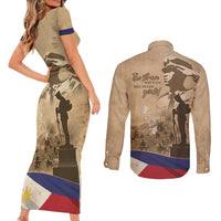 Philippines Memorial Day Couples Matching Short Sleeve Bodycon Dress and Long Sleeve Button Shirt Honor The Fallen