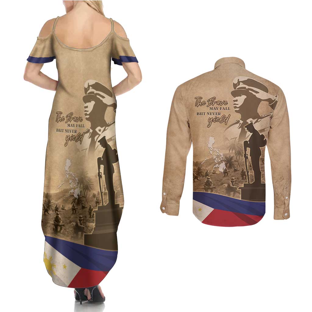 Philippines Memorial Day Couples Matching Summer Maxi Dress and Long Sleeve Button Shirt Honor The Fallen