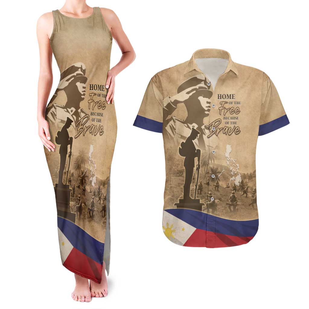 Philippines Memorial Day Couples Matching Tank Maxi Dress and Hawaiian Shirt Honor The Fallen