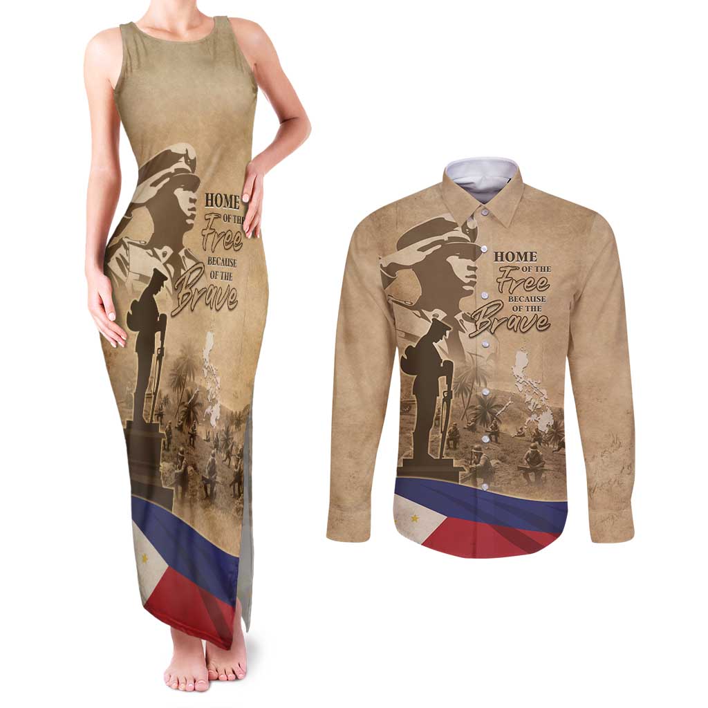 Philippines Memorial Day Couples Matching Tank Maxi Dress and Long Sleeve Button Shirt Honor The Fallen