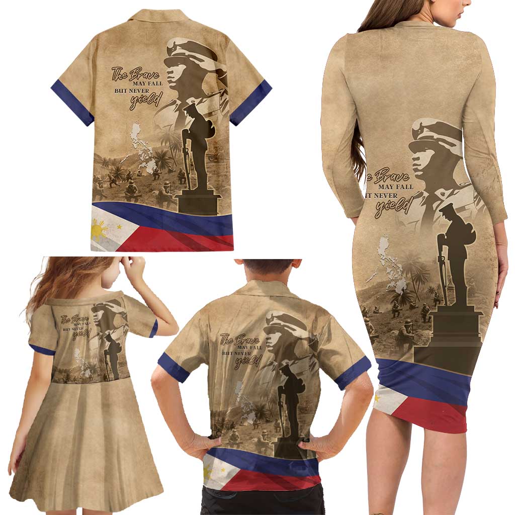 Philippines Memorial Day Family Matching Long Sleeve Bodycon Dress and Hawaiian Shirt Honor The Fallen