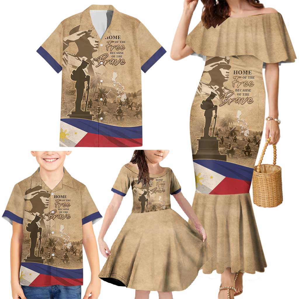 Philippines Memorial Day Family Matching Mermaid Dress and Hawaiian Shirt Honor The Fallen