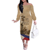 Philippines Memorial Day Family Matching Off The Shoulder Long Sleeve Dress and Hawaiian Shirt Honor The Fallen