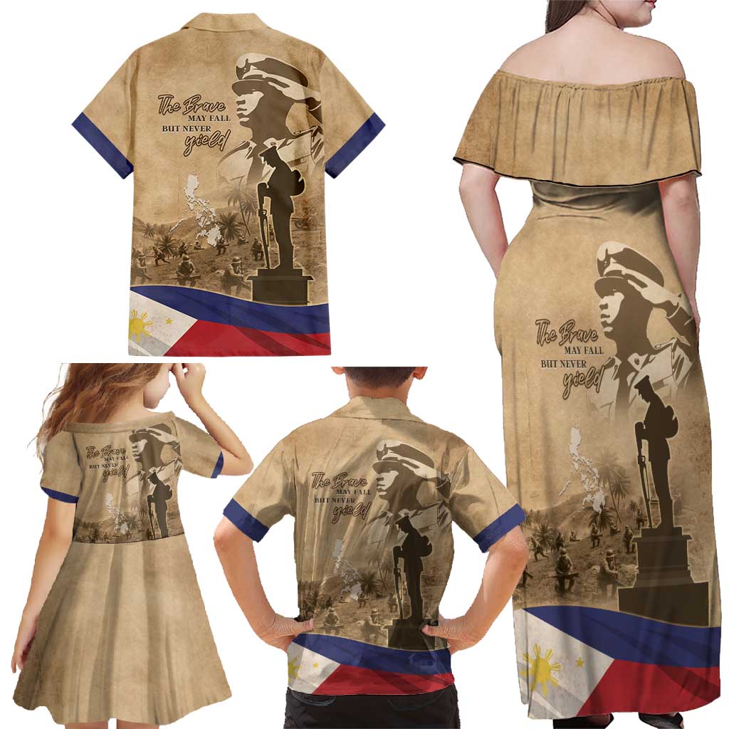 Philippines Memorial Day Family Matching Off Shoulder Maxi Dress and Hawaiian Shirt Honor The Fallen