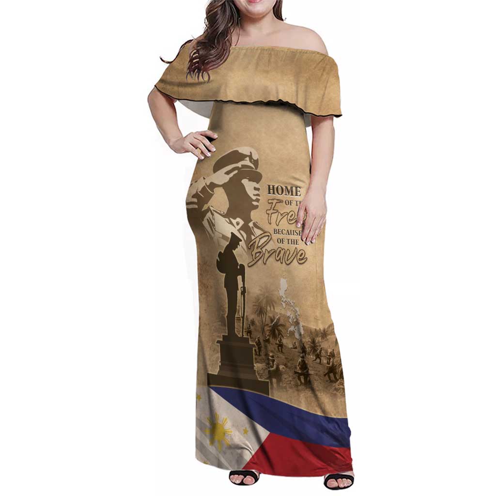 Philippines Memorial Day Family Matching Off Shoulder Maxi Dress and Hawaiian Shirt Honor The Fallen