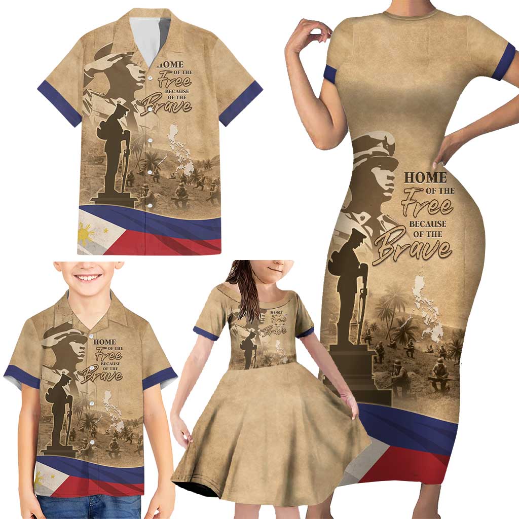 Philippines Memorial Day Family Matching Short Sleeve Bodycon Dress and Hawaiian Shirt Honor The Fallen