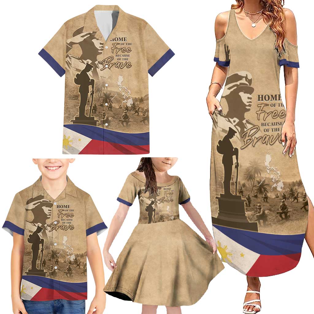 Philippines Memorial Day Family Matching Summer Maxi Dress and Hawaiian Shirt Honor The Fallen