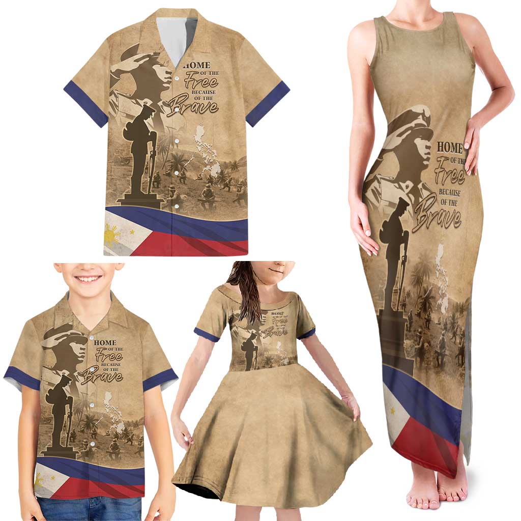 Philippines Memorial Day Family Matching Tank Maxi Dress and Hawaiian Shirt Honor The Fallen