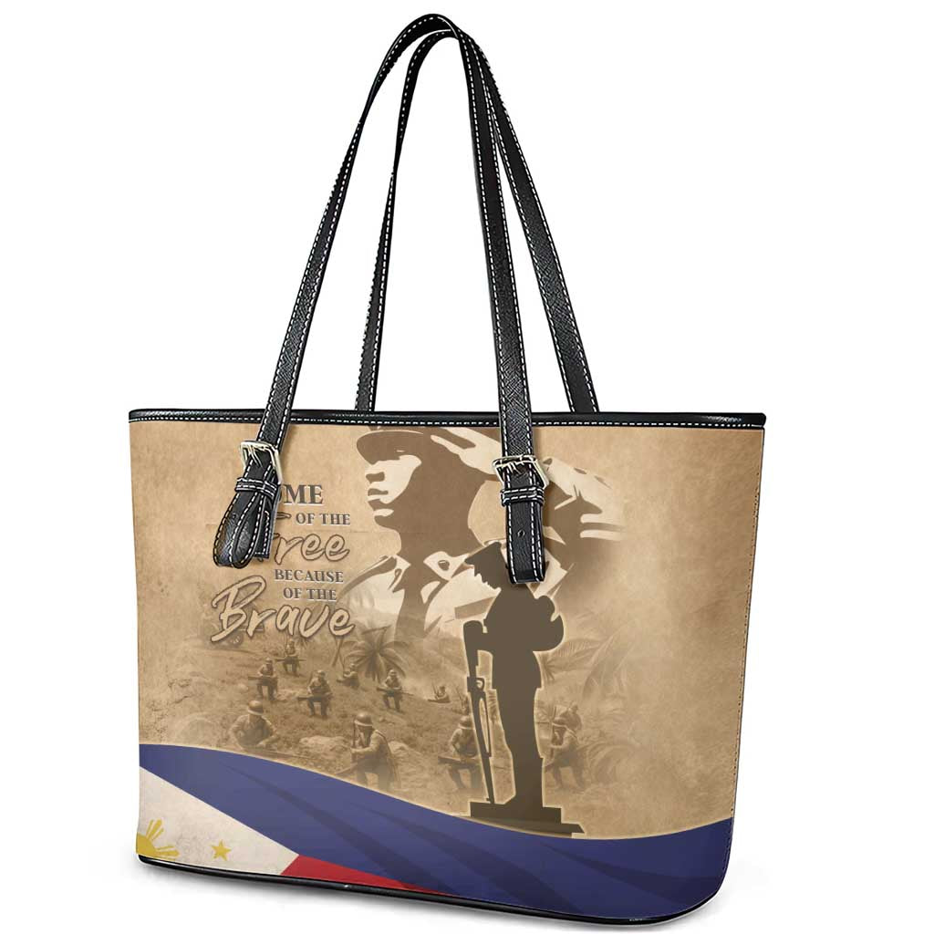 Philippines Memorial Day Leather Tote Bag Honor The Fallen