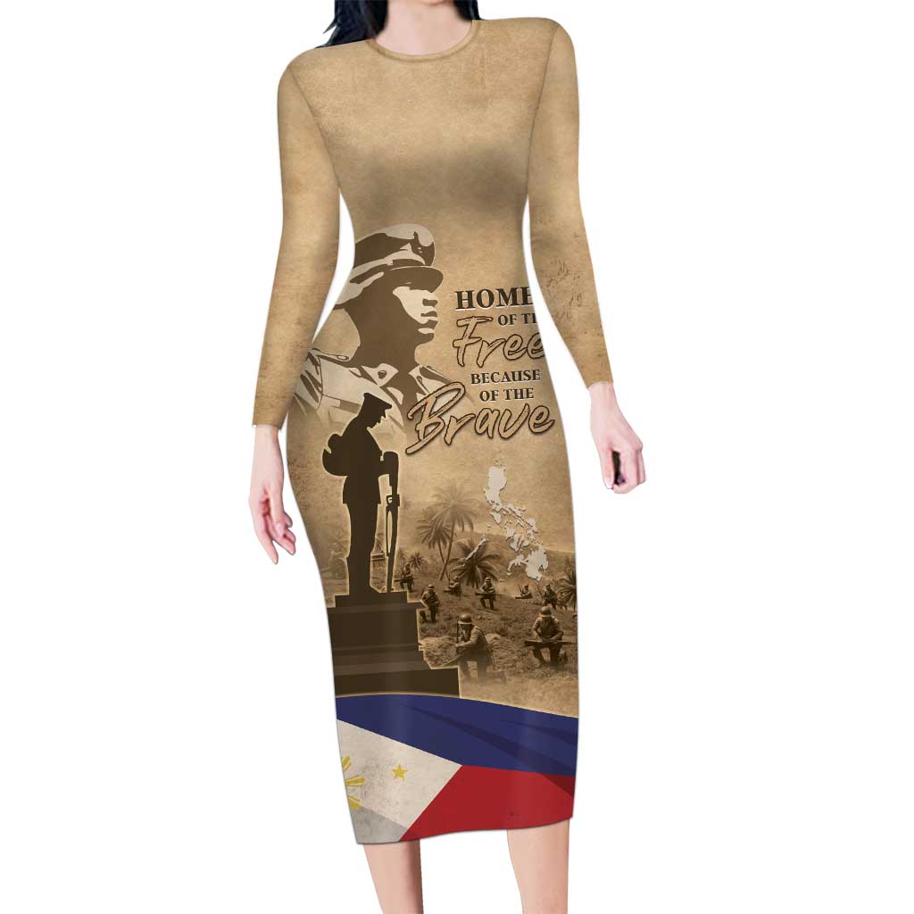 Philippines Memorial Day Long Sleeve Bodycon Dress Honor The Fallen