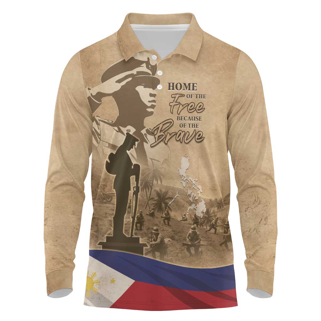 Philippines Memorial Day Long Sleeve Polo Shirt Honor The Fallen