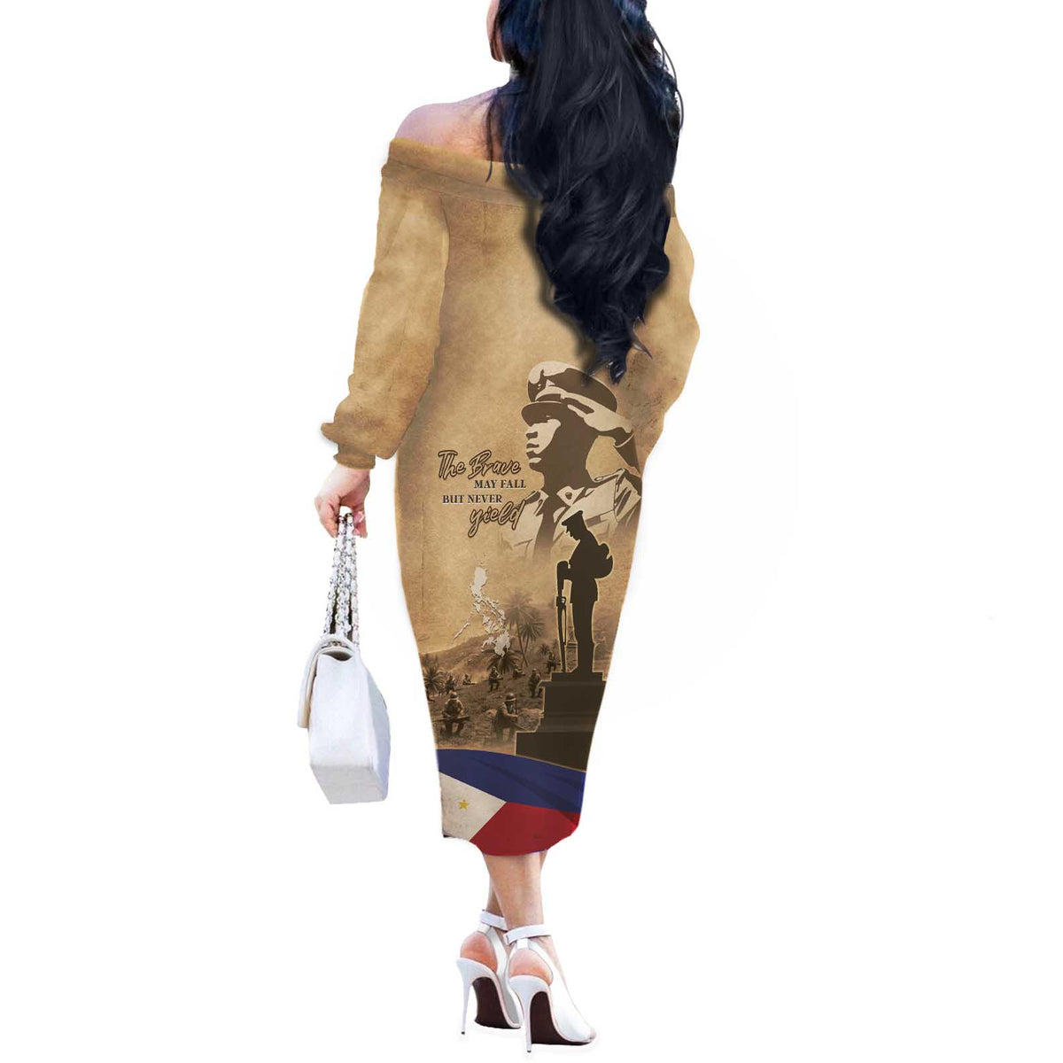 Philippines Memorial Day Off The Shoulder Long Sleeve Dress Honor The Fallen