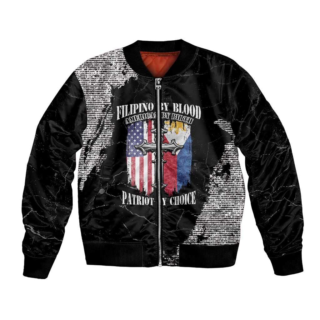 Personalized Philippines And USA Bomber Jacket Grunge Style