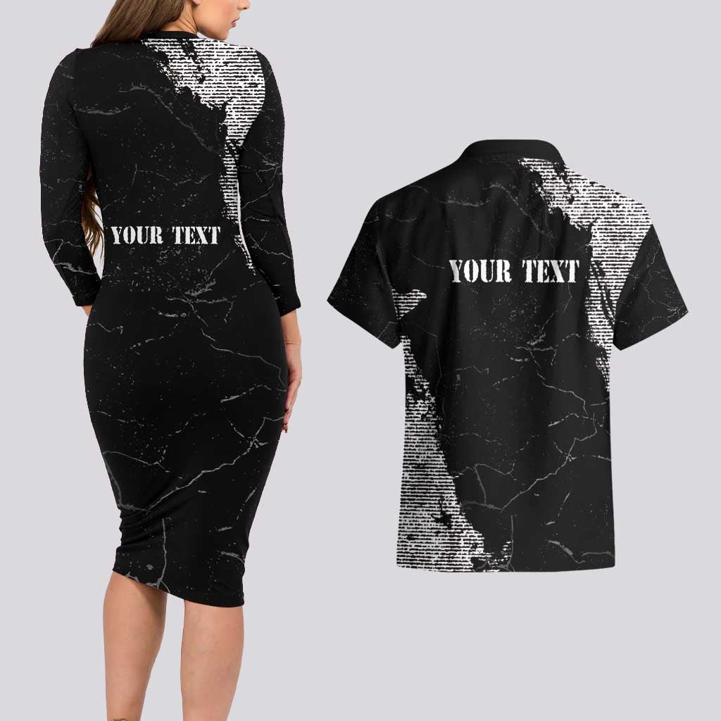 Personalized Philippines And USA Couples Matching Long Sleeve Bodycon Dress and Hawaiian Shirt Grunge Style