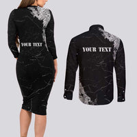 Personalized Philippines And USA Couples Matching Long Sleeve Bodycon Dress and Long Sleeve Button Shirt Grunge Style