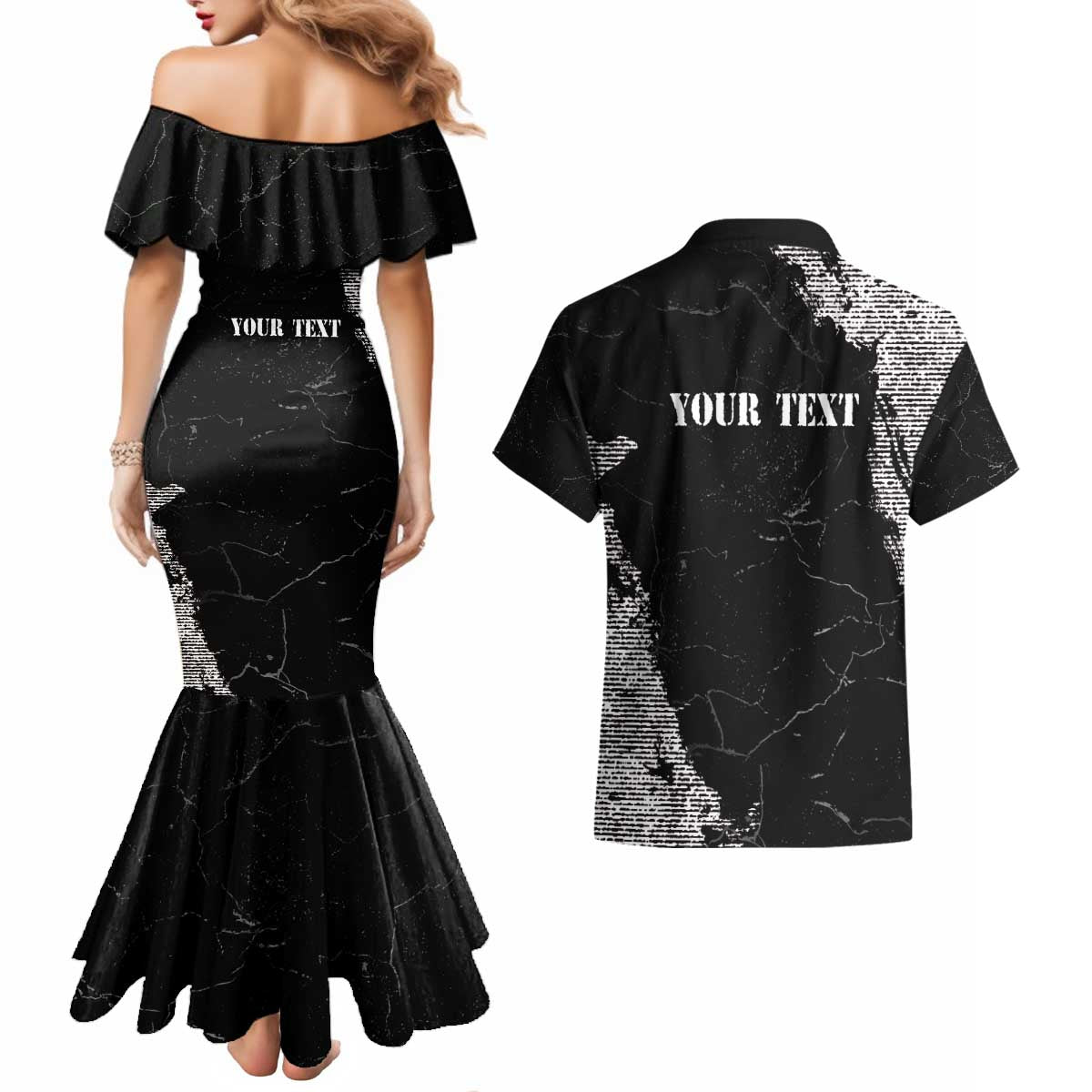 Personalized Philippines And USA Couples Matching Mermaid Dress and Hawaiian Shirt Grunge Style