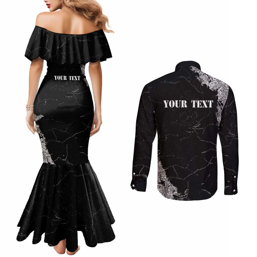 Personalized Philippines And USA Couples Matching Mermaid Dress and Long Sleeve Button Shirt Grunge Style