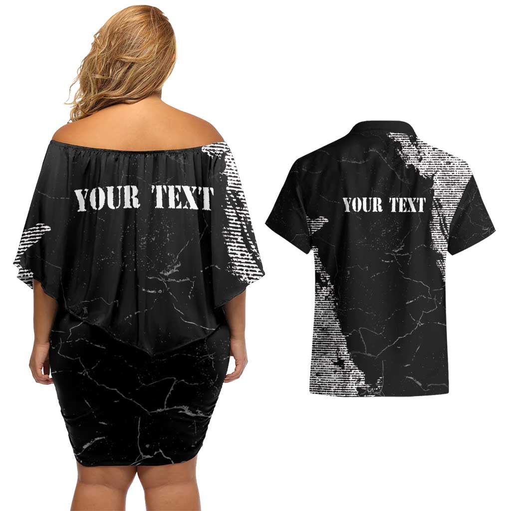 Personalized Philippines And USA Couples Matching Off Shoulder Short Dress and Hawaiian Shirt Grunge Style