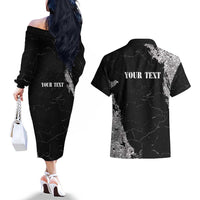 Personalized Philippines And USA Couples Matching Off The Shoulder Long Sleeve Dress and Hawaiian Shirt Grunge Style