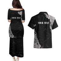 Personalized Philippines And USA Couples Matching Puletasi and Hawaiian Shirt Grunge Style